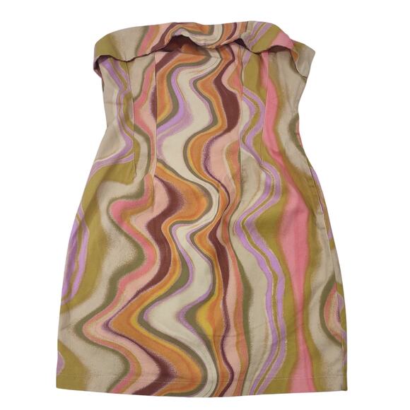 Wild Fable Strapless Mini Dress, 70's Pattern, Size Small - Picture 1 of 8